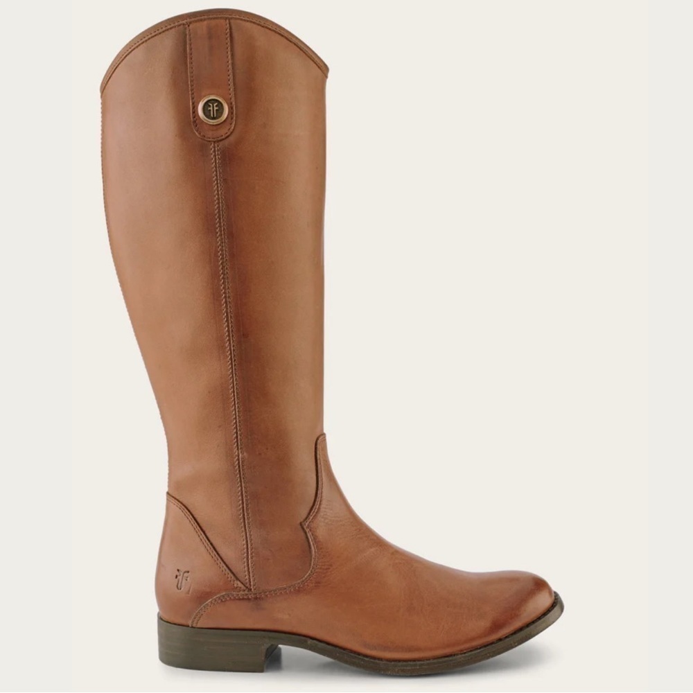Frye Marissa Medallion Equestrian Tall Leather Boot in Cognac Size 6